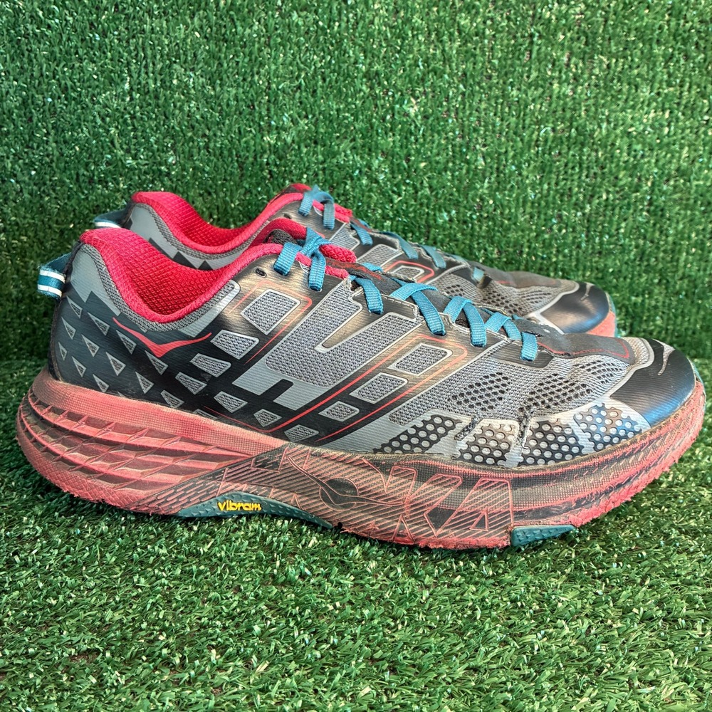 HOKA ONE ONE Speedgoat 2 Trail Running Vibram Sole Athletic Shoes Grey Mens 9.5